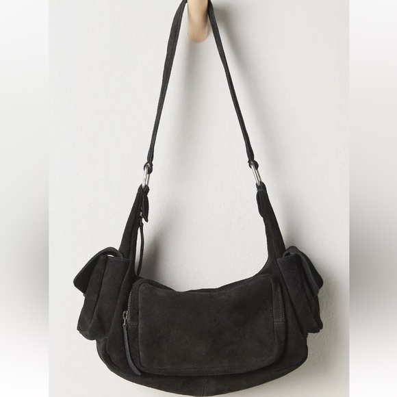 NEW NWT Free People Siren genuine leather suede black Bag - Picture 4 of 10